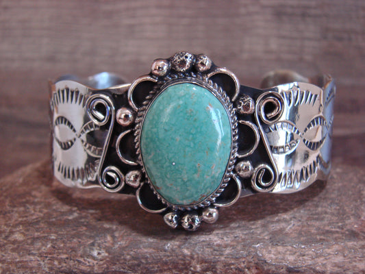 Native American Nickel Silver & Turquoise Bracelet by Cleveland