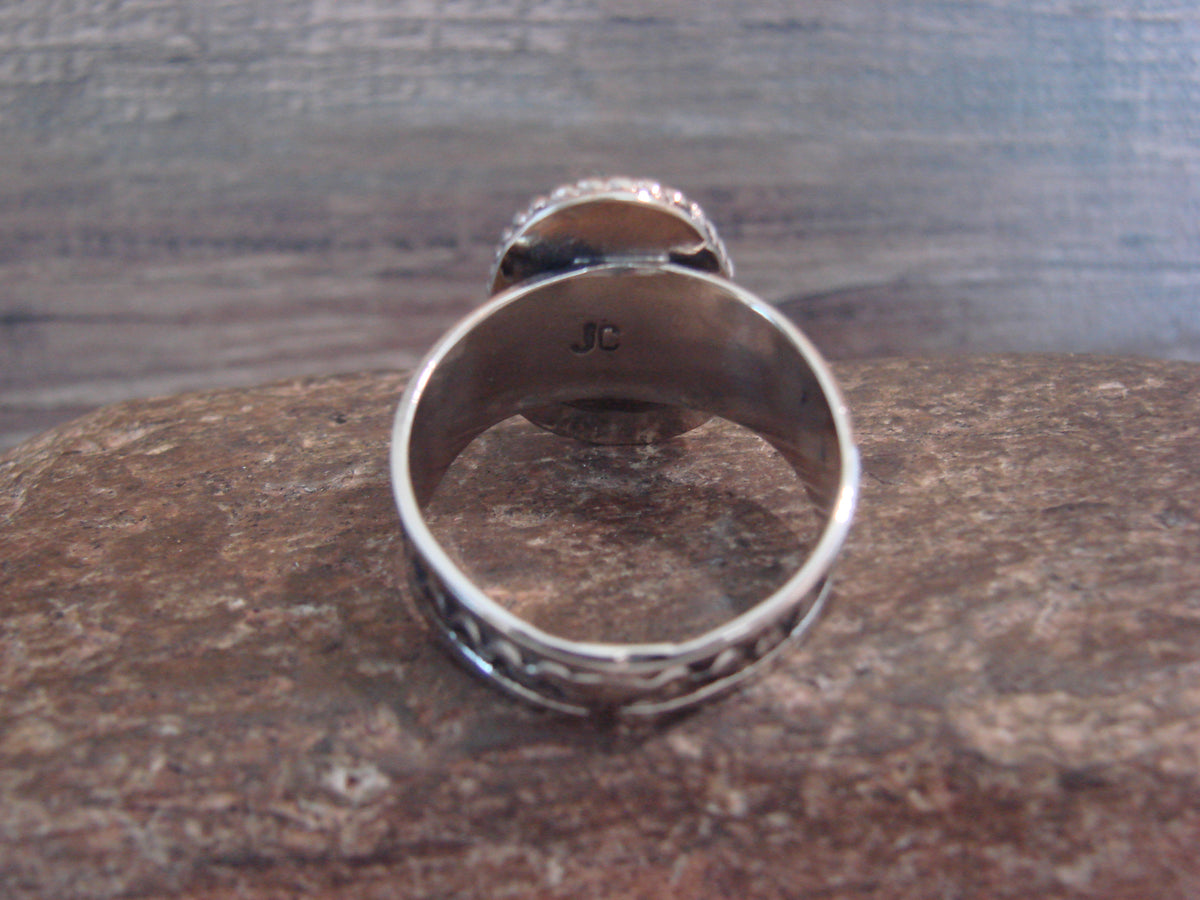 Native American Nickel Silver & Turquoise Scarf Ring by Cleveland