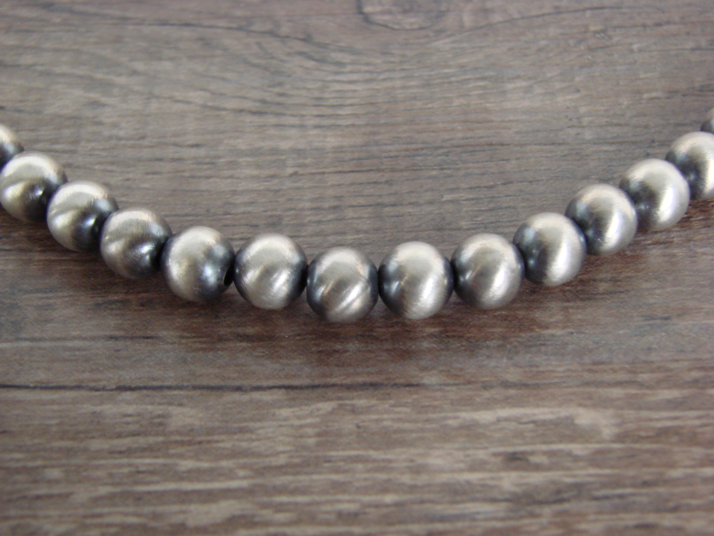 Native American Sterling Silver 8mm Adjustable Navajo Pearl Necklace - Mariano