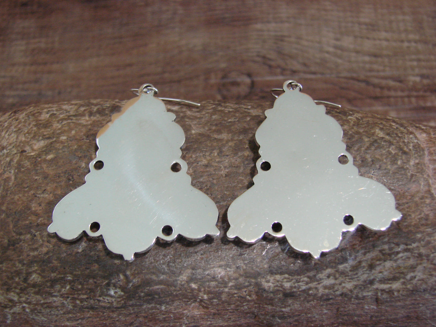 Native American Sterling Silver & White Buffalo Turquoise Dangle Earrings - Platero