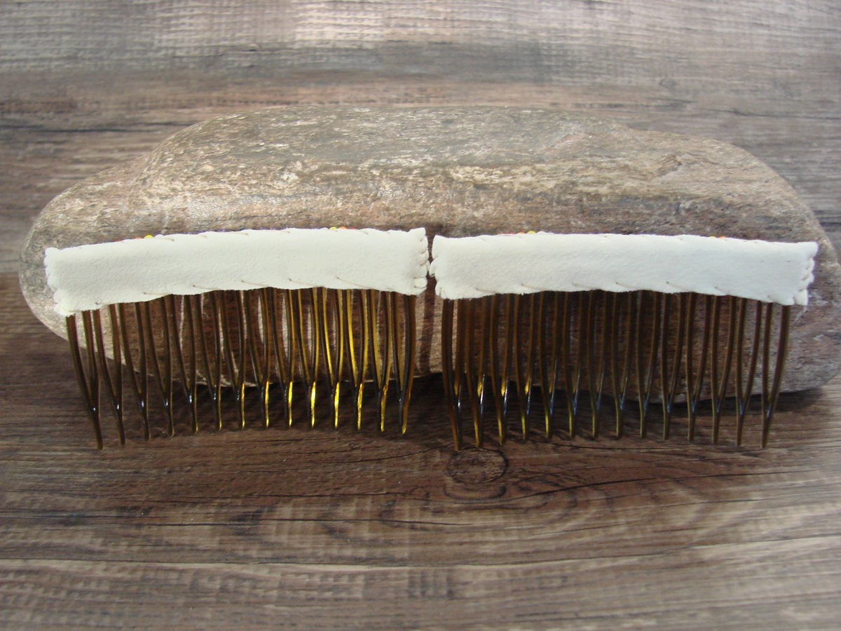 Native American Hand Beaded Hair Comb Set by Cleveland
