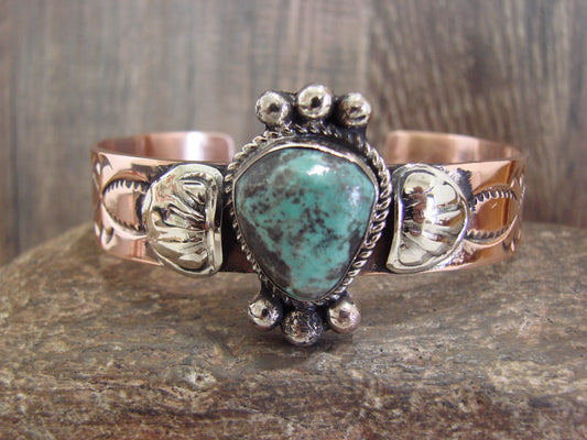 Native American Copper & Turquoise Bracelet by Cleveland