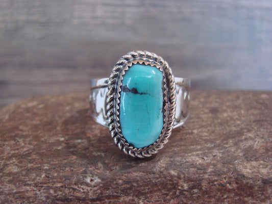 Native American Nickel Silver & Turquoise Scarf Ring by Cleveland