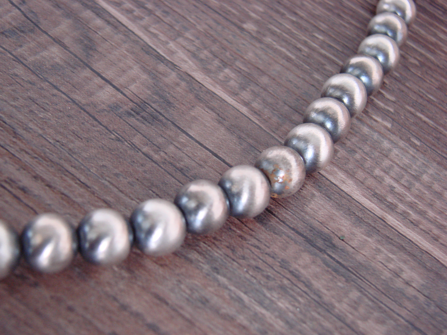 Native American Sterling Silver 8mm Adjustable Navajo Pearl Necklace - Mariano