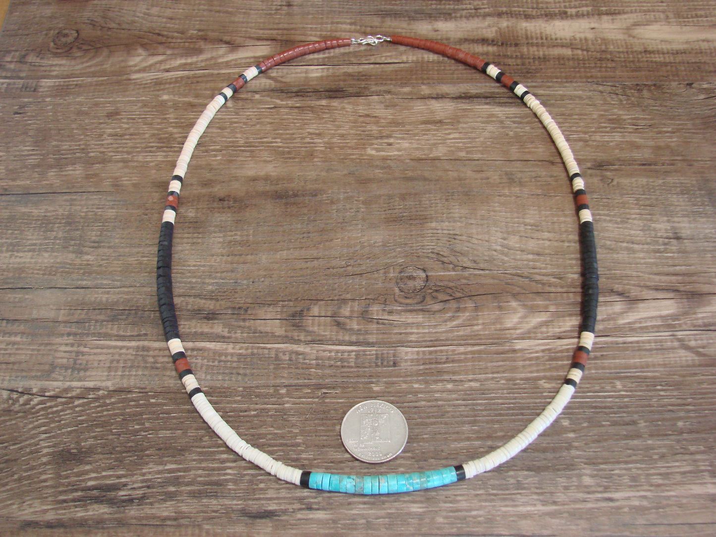 Native American 25" Santo Domingo Turquoise Heishi Necklace - Crespin