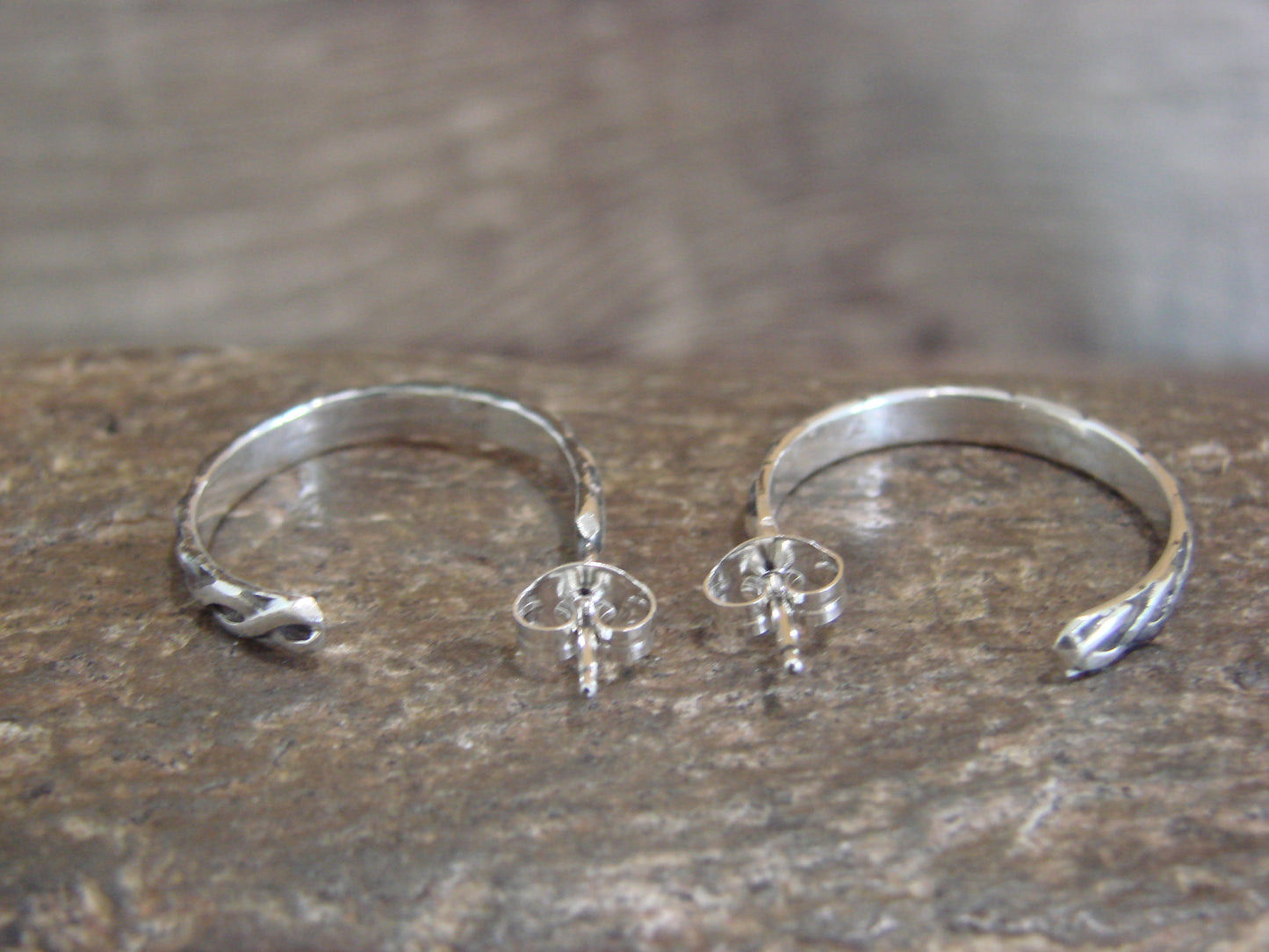 Native American Sterling Silver 3/4" Hoop Earrings by Tahe