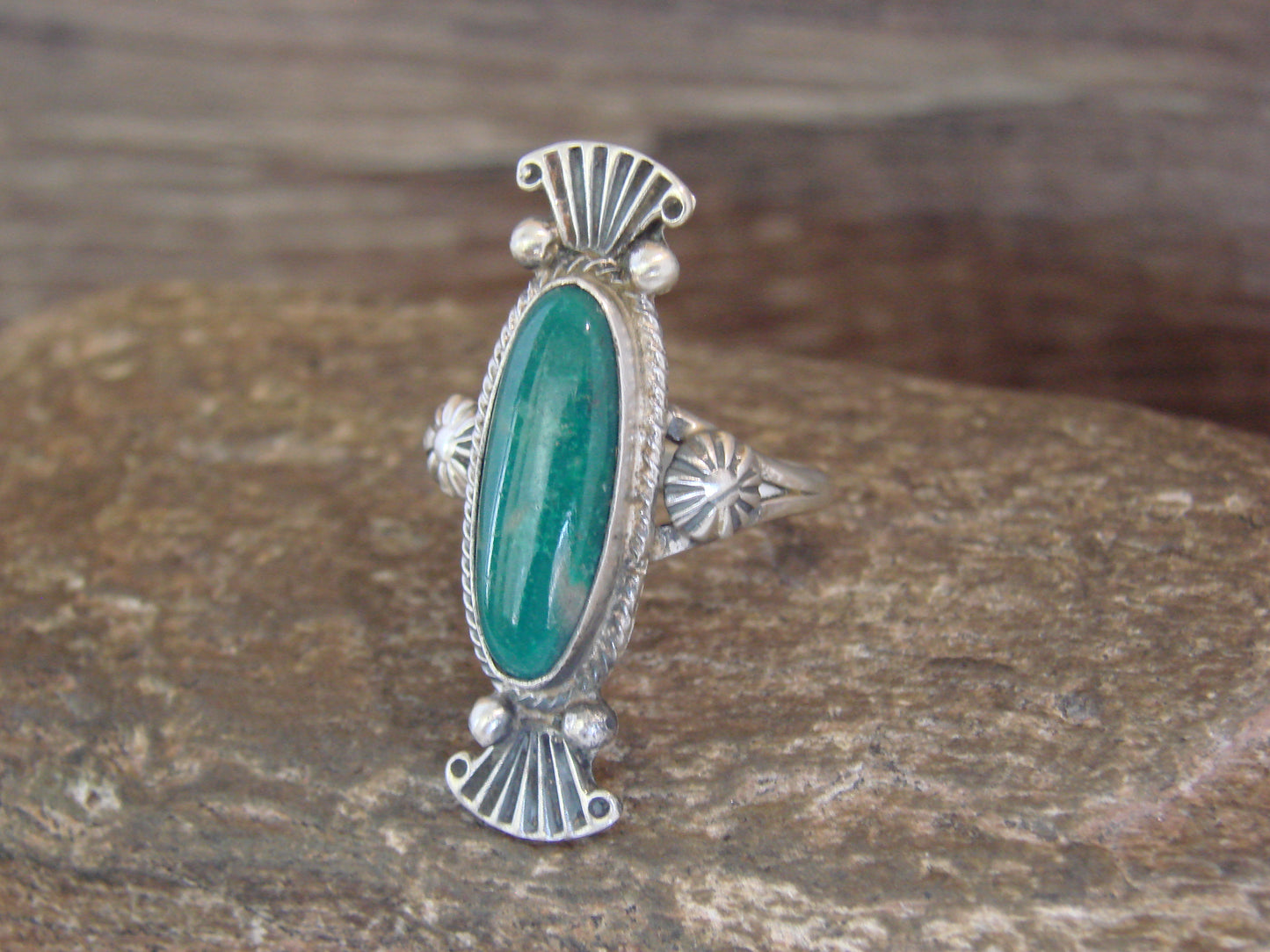 Native American Sterling Silver & Turquoise Ring by Largo - Size 8
