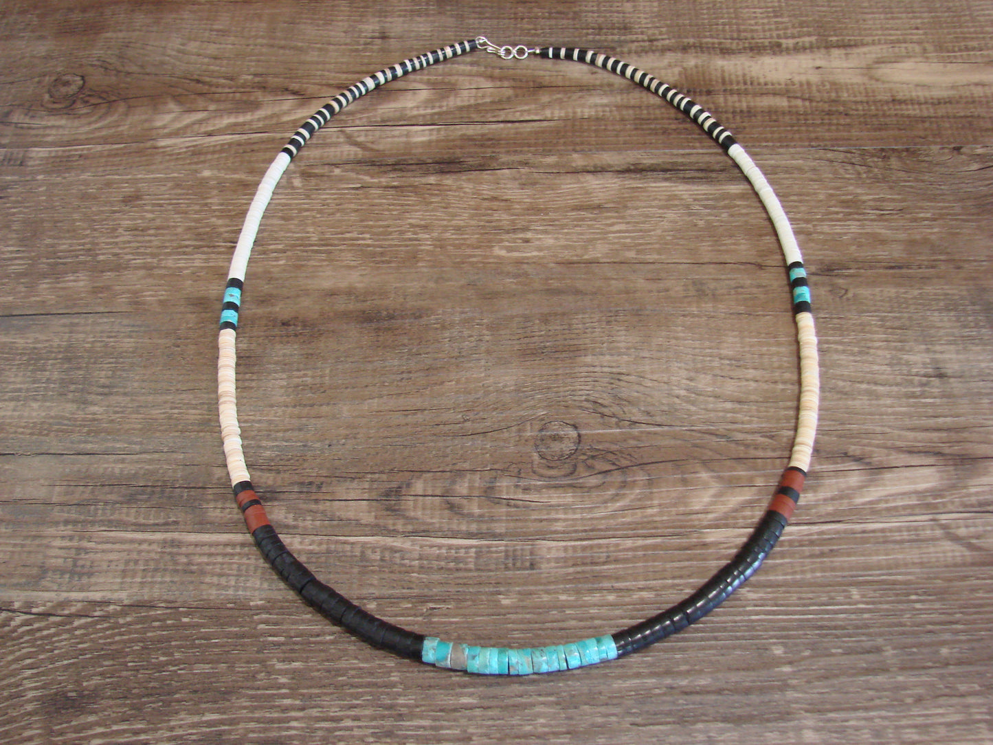 Native American 25" Santo Domingo Turquoise Heishi Necklace - Crespin