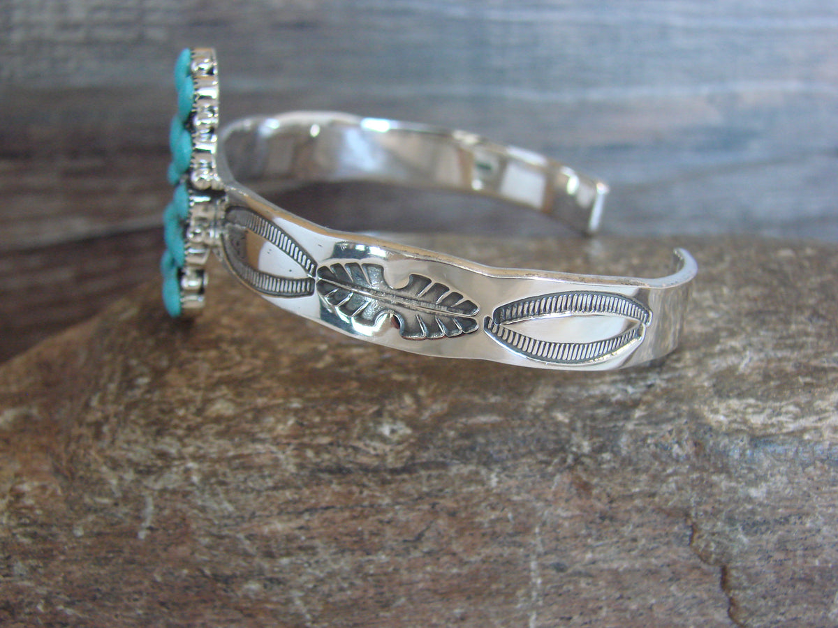 Native American Sterling Silver & Turquoise Cluster Bracelet by Belin
