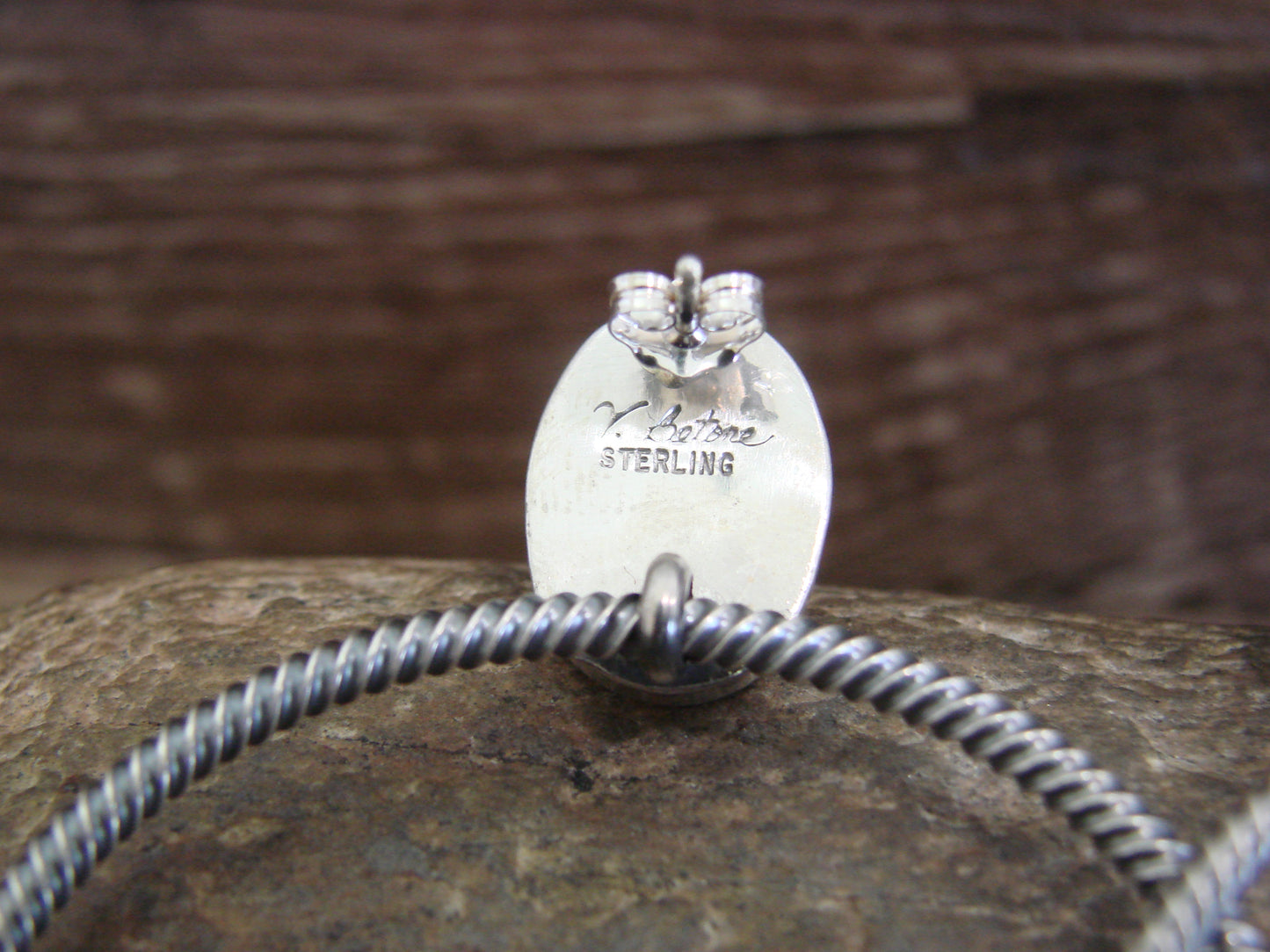 Native American Sterling Silver & Turquoise Hoop Post Earrings - Betone