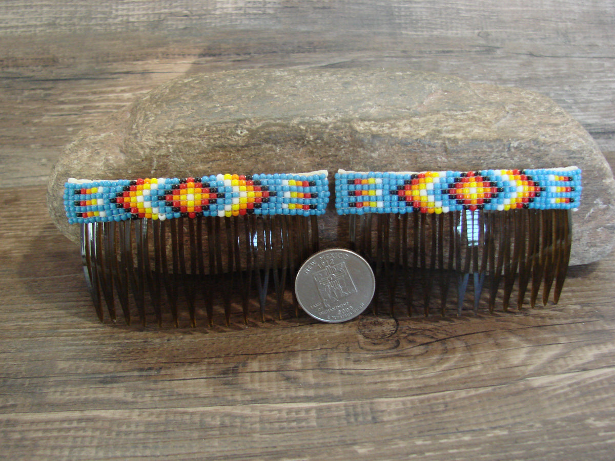 Native American Hand Beaded Hair Comb Set by Cleveland