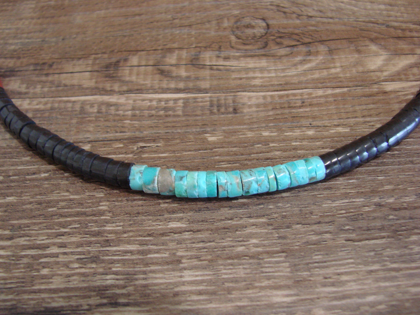 Native American 25" Santo Domingo Turquoise Heishi Necklace - Crespin