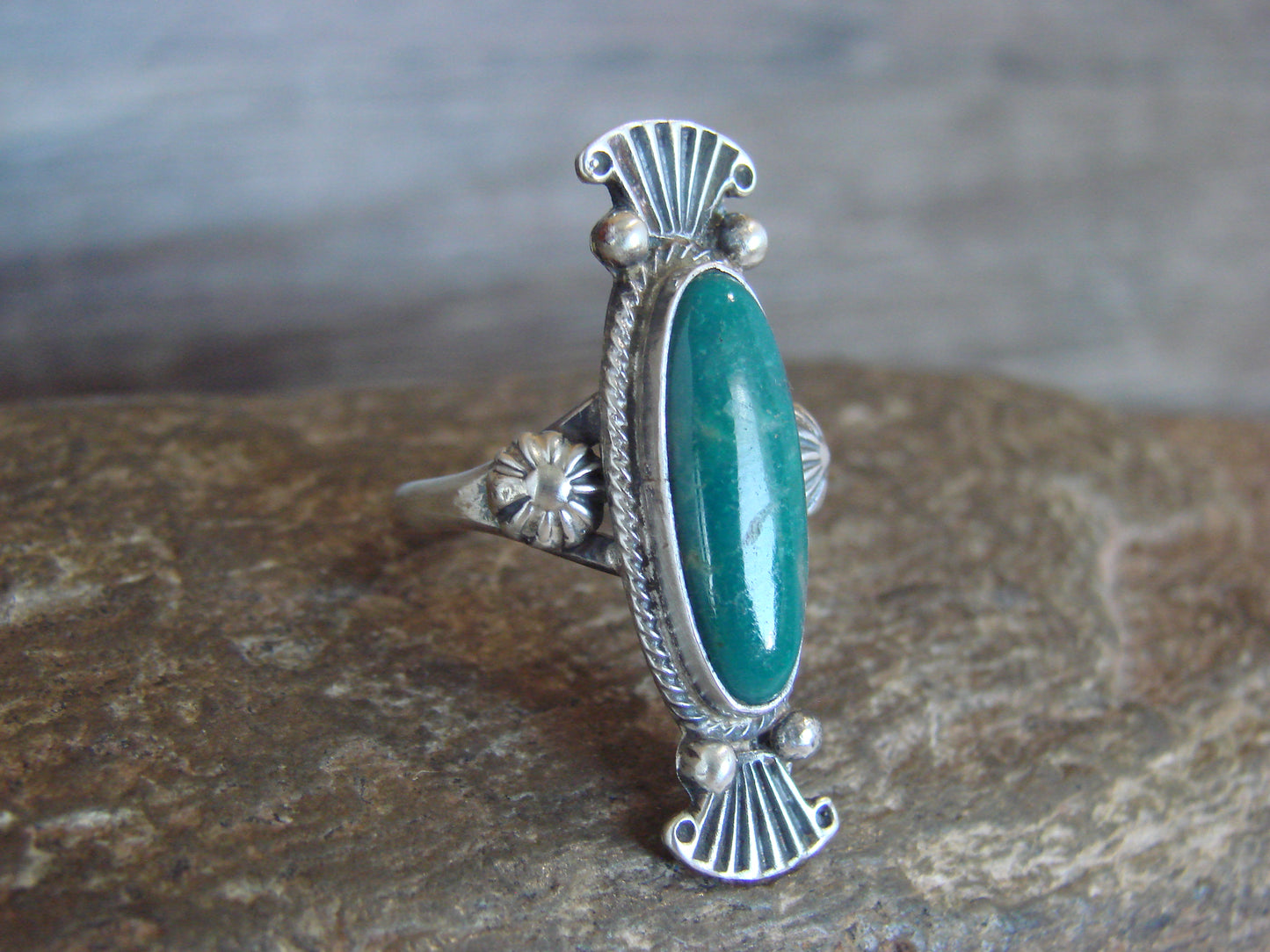 Native American Sterling Silver & Turquoise Ring by Largo - Size 8