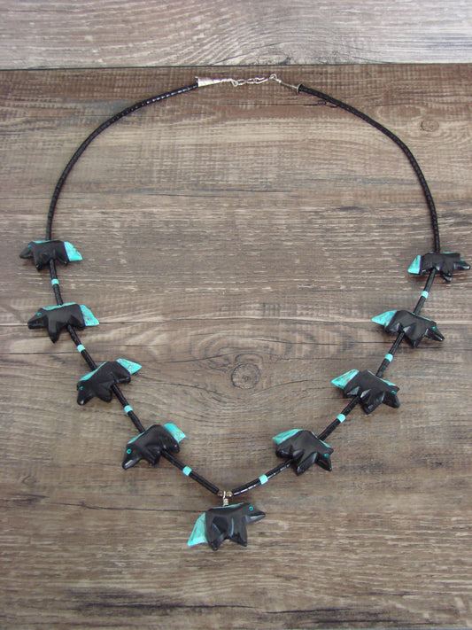 Hand Carved Jet Horse Fetish Necklace - Mitchell