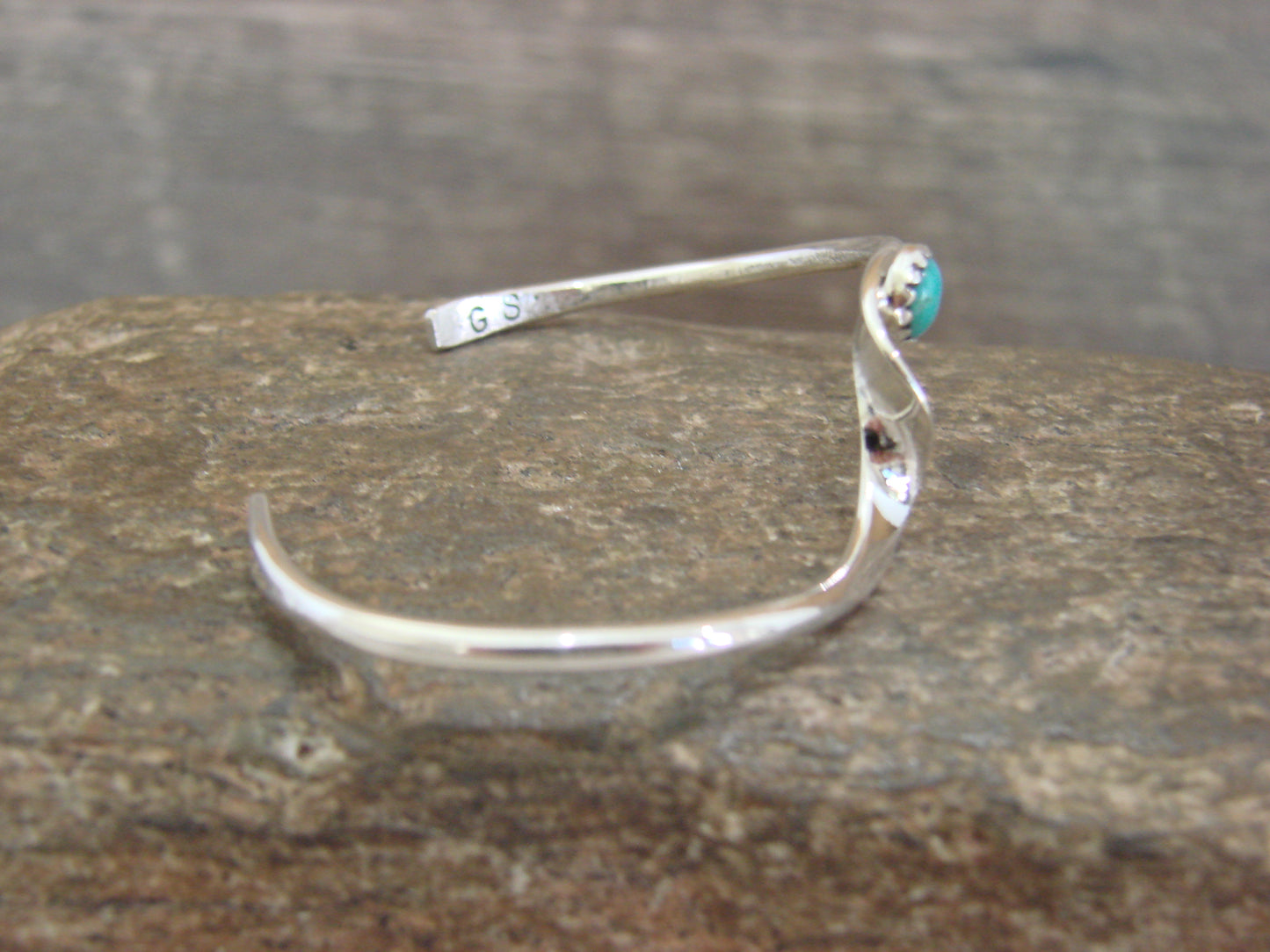Native American Sterling Silver & Turquoise Child Bracelet -Skeets