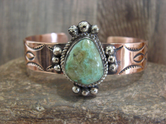 Native American Copper & Turquoise Bracelet by Cleveland