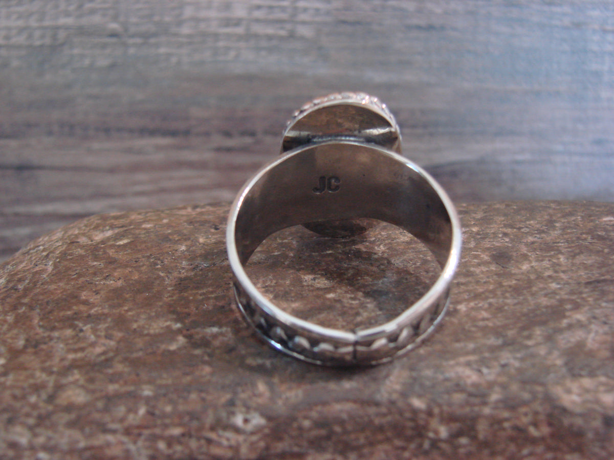 Native American Nickel Silver & Turquoise Scarf Ring by Cleveland