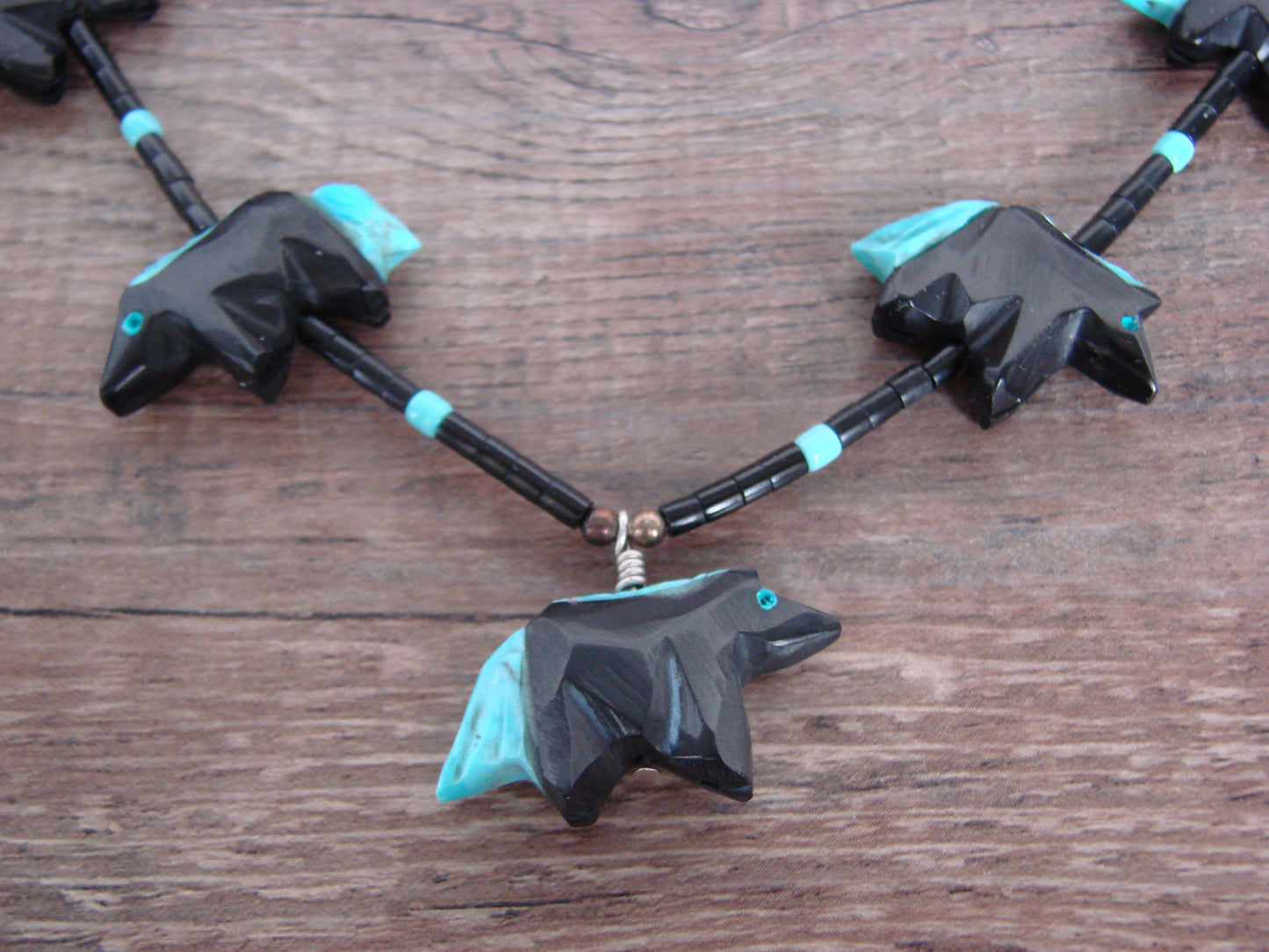 Hand Carved Jet Horse Fetish Necklace - Mitchell