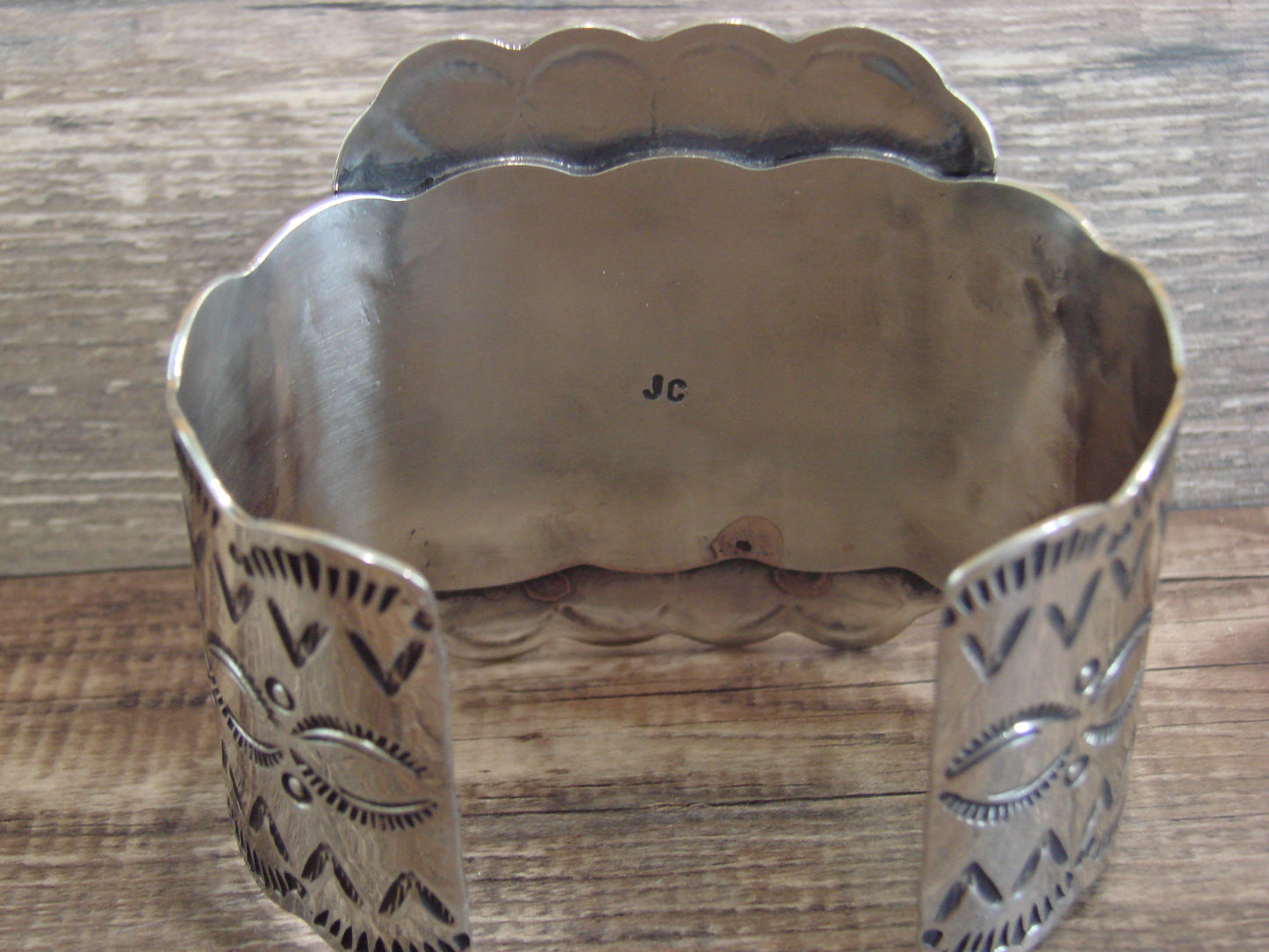 Native American Nickel Silver & Turquoise Bracelet by Cleveland