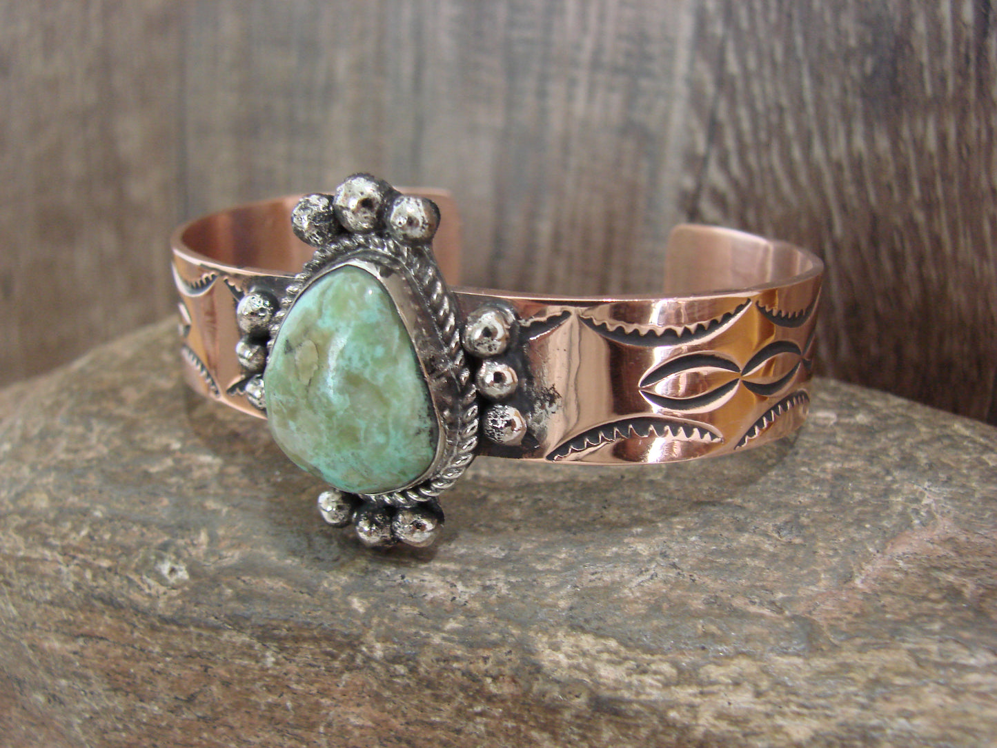 Native American Copper & Turquoise Bracelet by Cleveland
