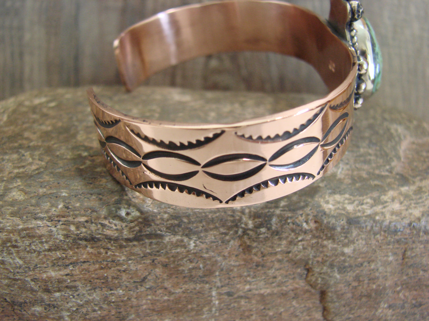 Native American Copper & Turquoise Bracelet by Cleveland