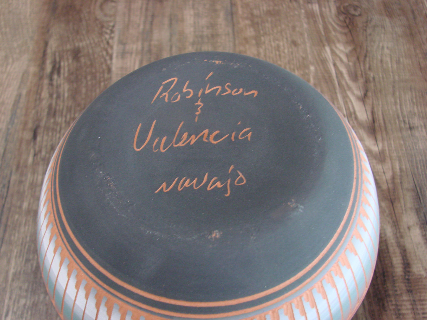 Native American Navajo Indian Hand Etched & Hand Painted Pottery - Valencia