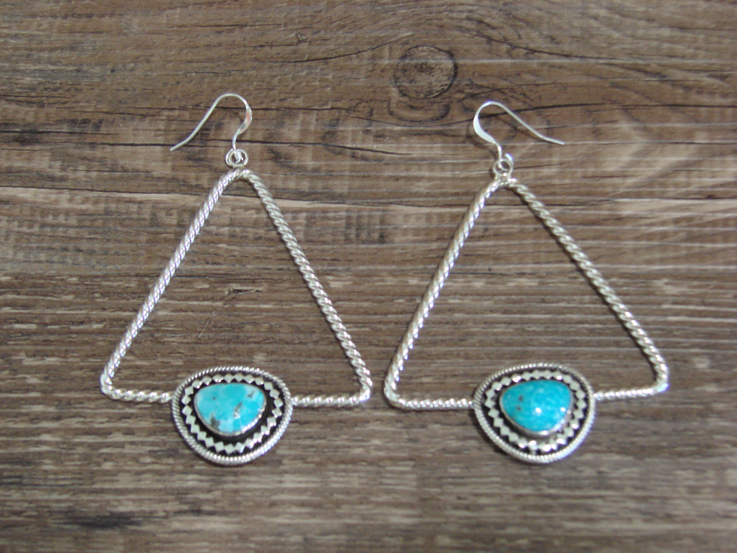 Native American Sterling Silver & Turquoise Dangle Earrings - Jack