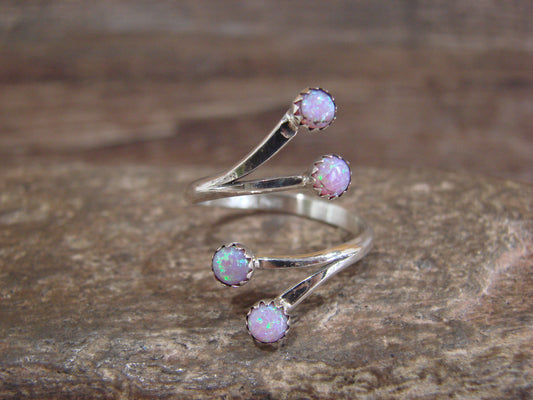 Native American Sterling Silver & Pink Opal Adjustable Ring - Largo