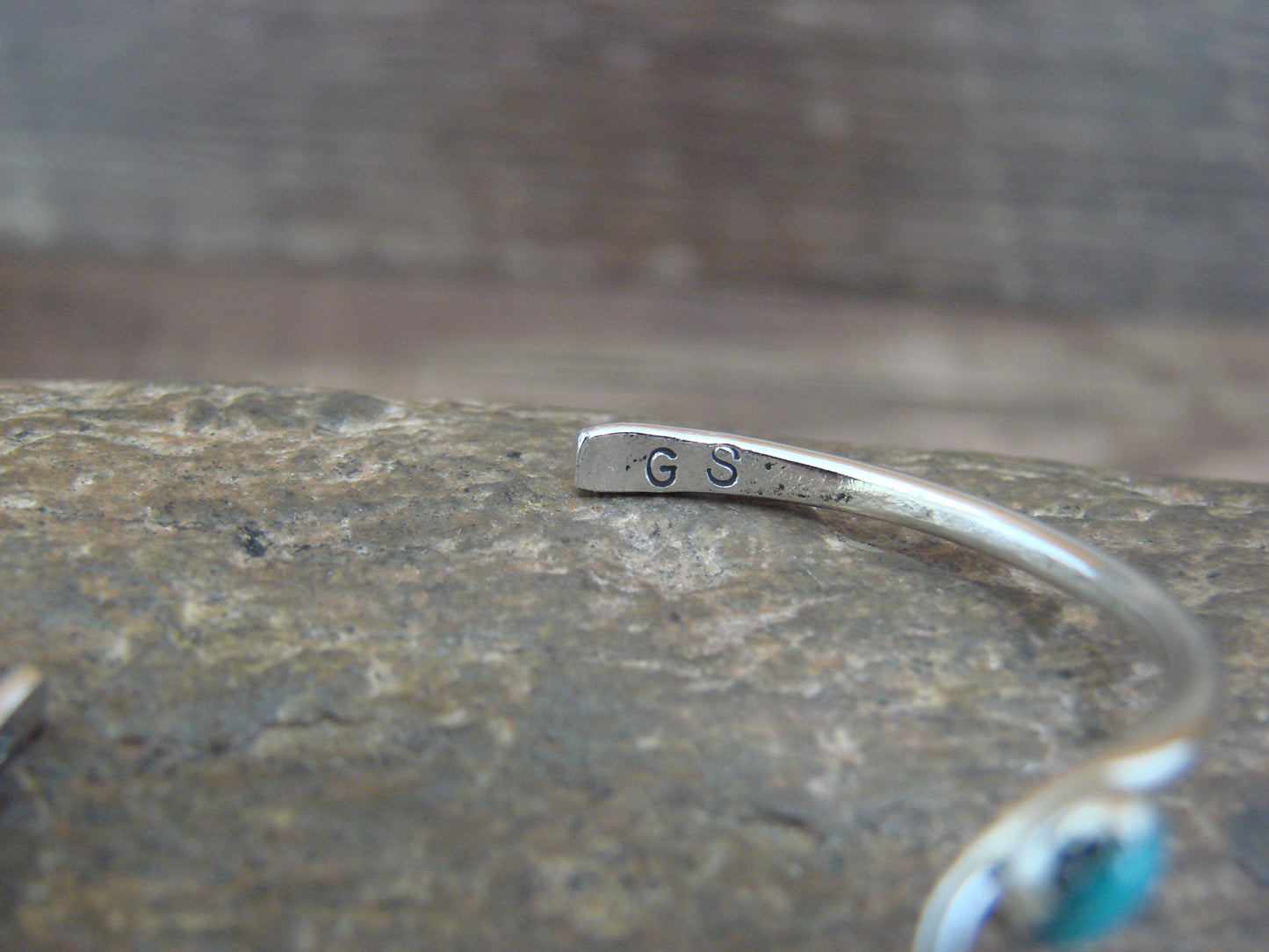 Native American Sterling Silver & Turquoise Child Bracelet -Skeets