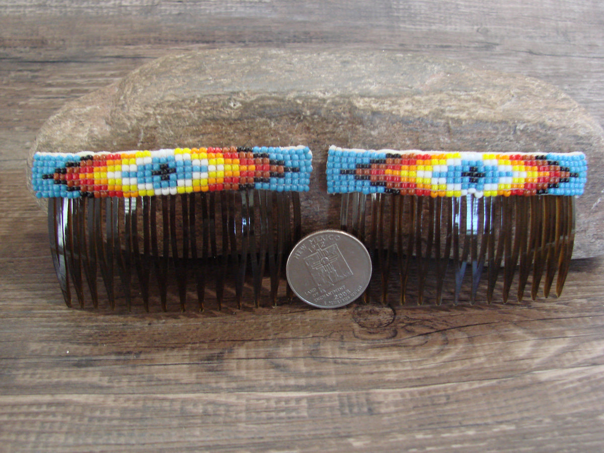 Native American Hand Beaded Hair Comb Set by Cleveland