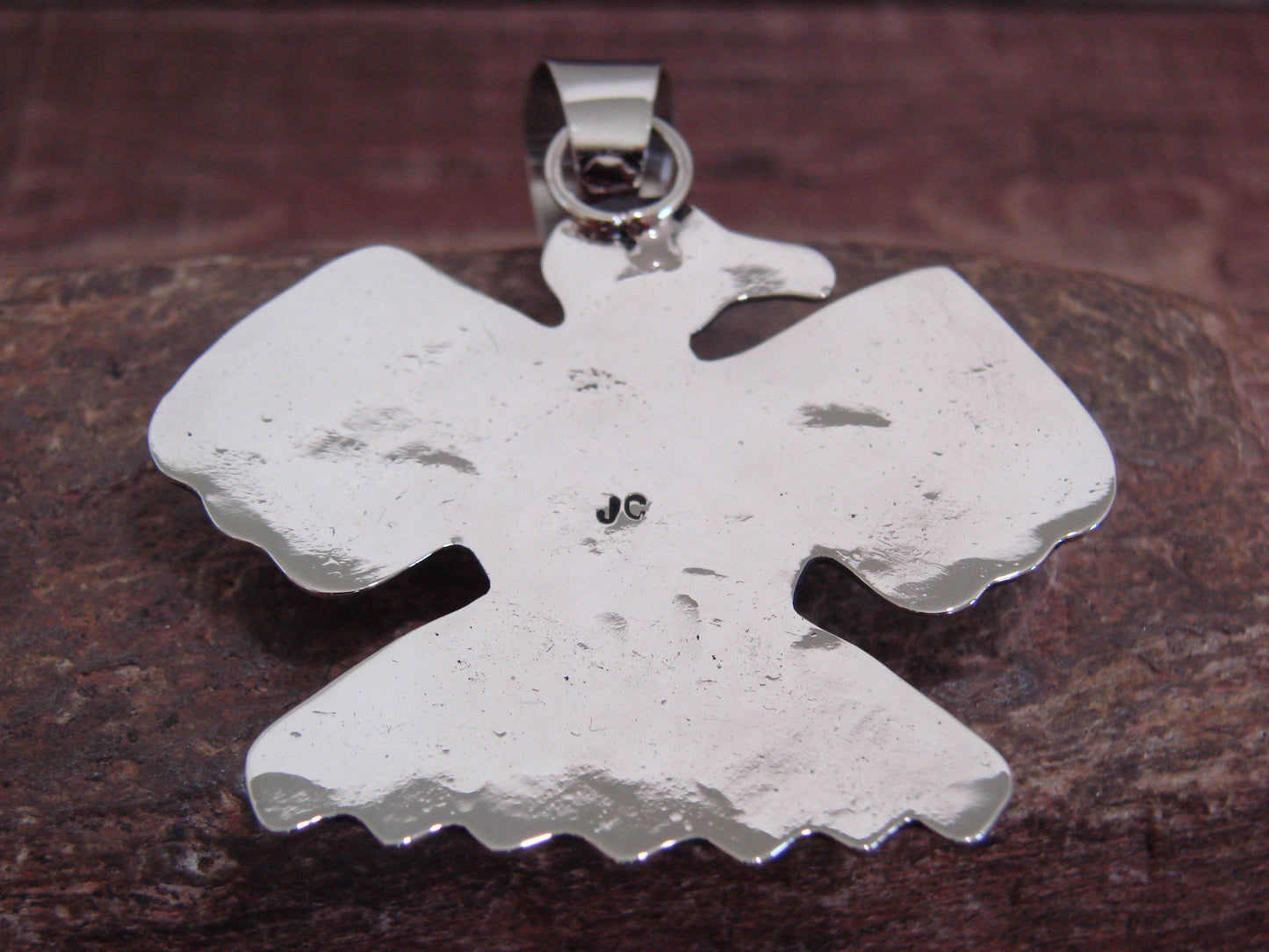 Native American Nickel Silver & Turquoise Thunderbird Pendant - Cleveland