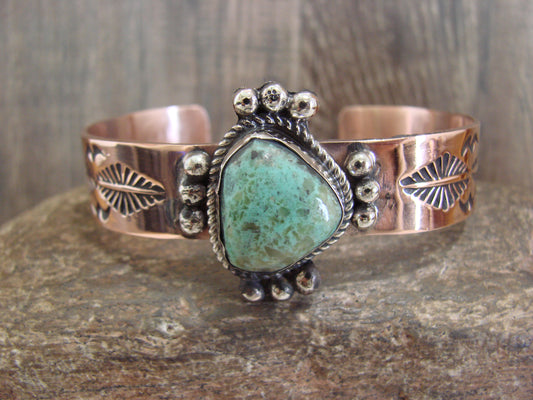 Native American Copper & Turquoise Bracelet by Cleveland