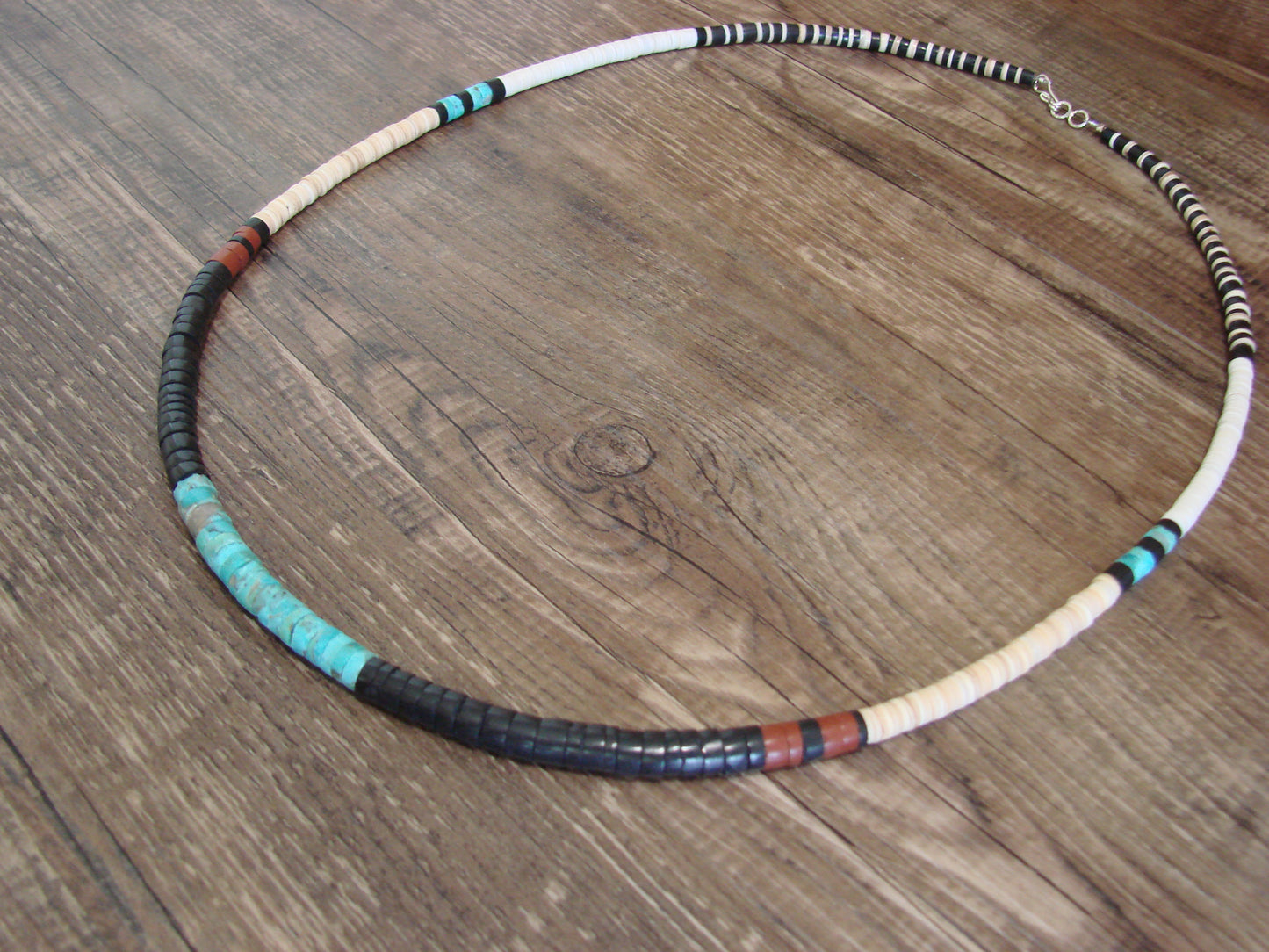 Native American 25" Santo Domingo Turquoise Heishi Necklace - Crespin