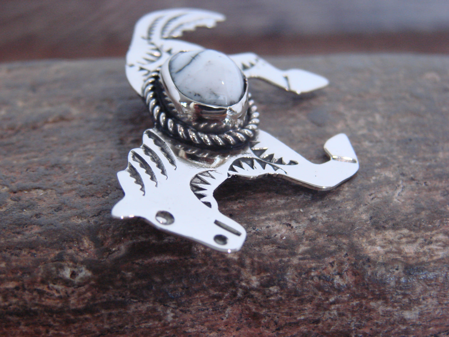 Native American Nickel Silver & Howlite Horse Pin - Cleveland