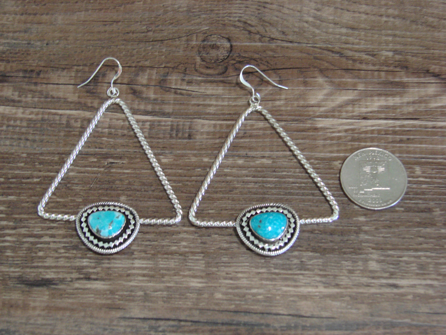 Native American Sterling Silver & Turquoise Dangle Earrings - Jack