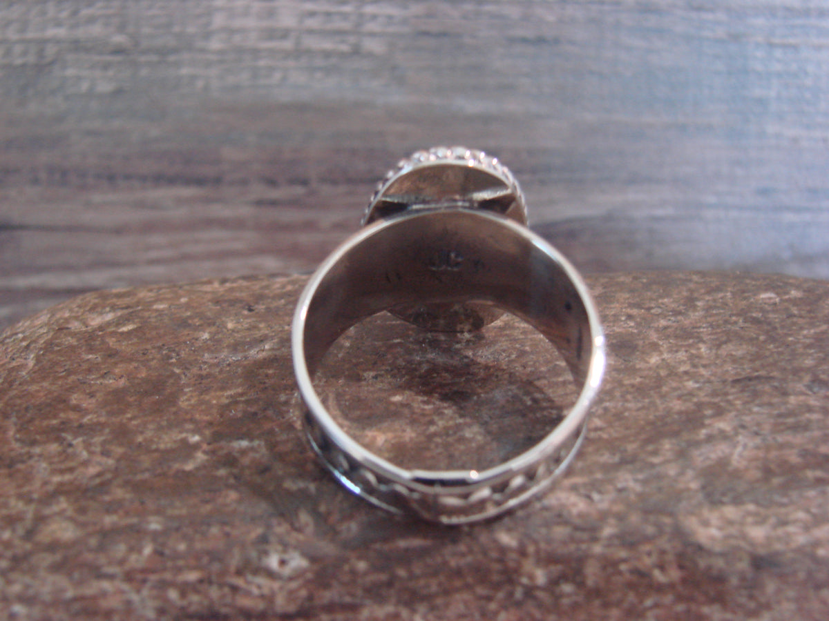Native American Nickel Silver & Turquoise Scarf Ring by Cleveland