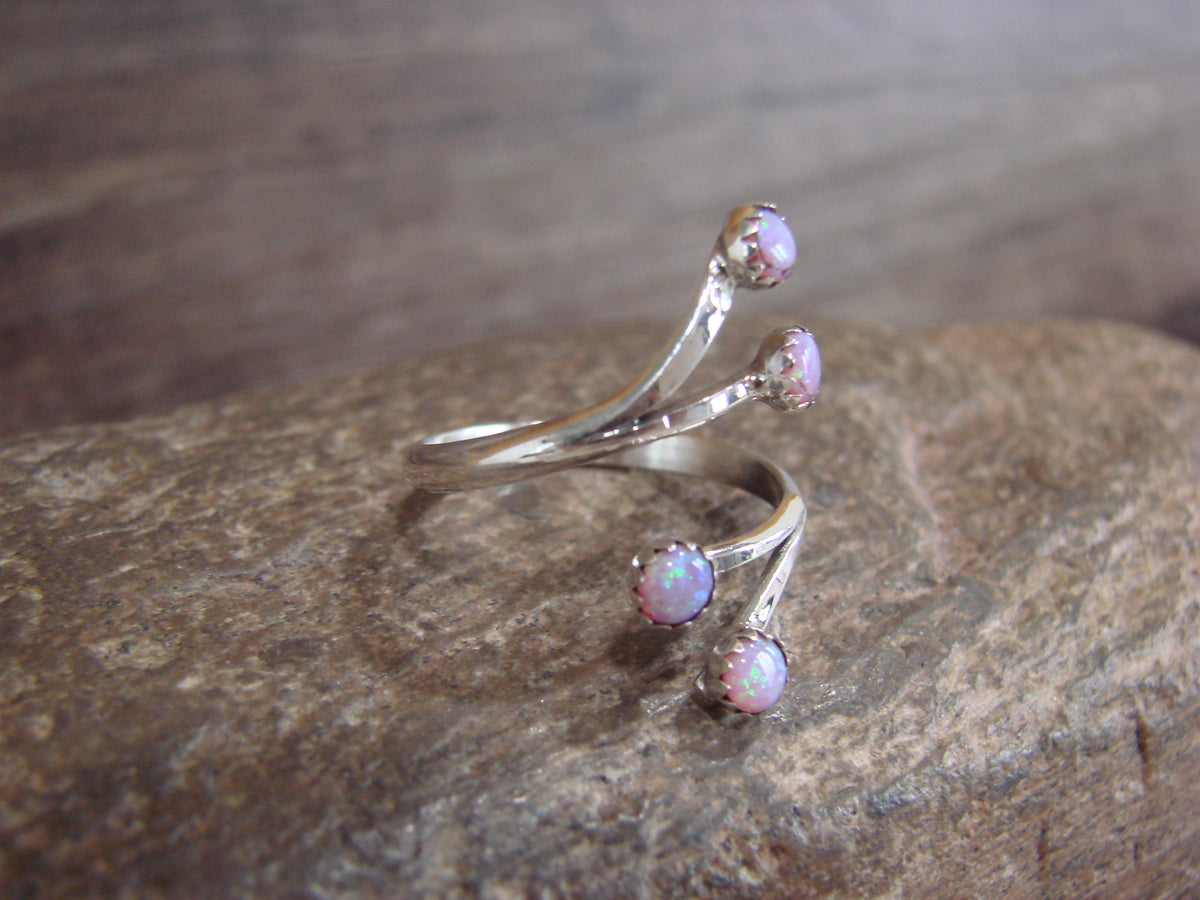 Native American Sterling Silver & Pink Opal Adjustable Ring - Largo
