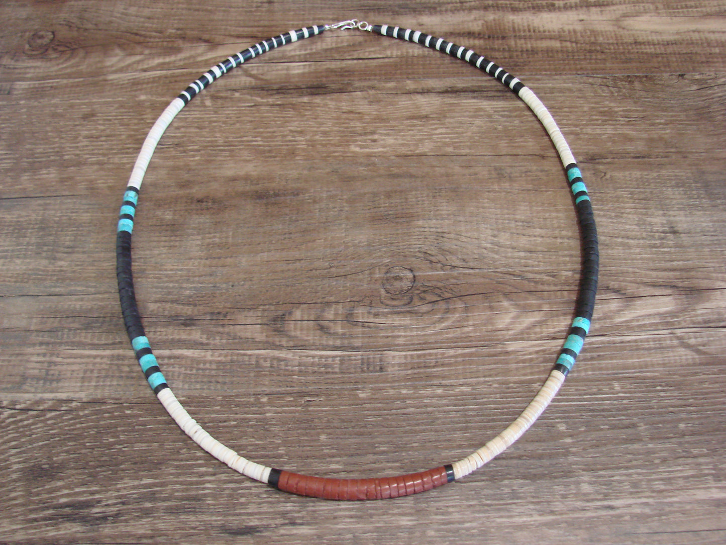 Native American 25" Santo Domingo Turquoise Heishi Necklace - Crespin