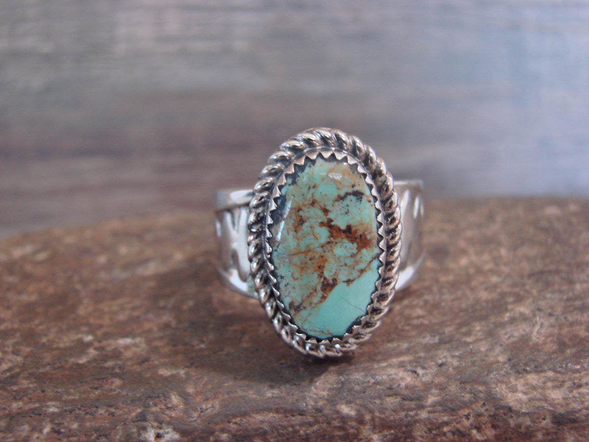 Native American Nickel Silver & Turquoise Scarf Ring by Cleveland