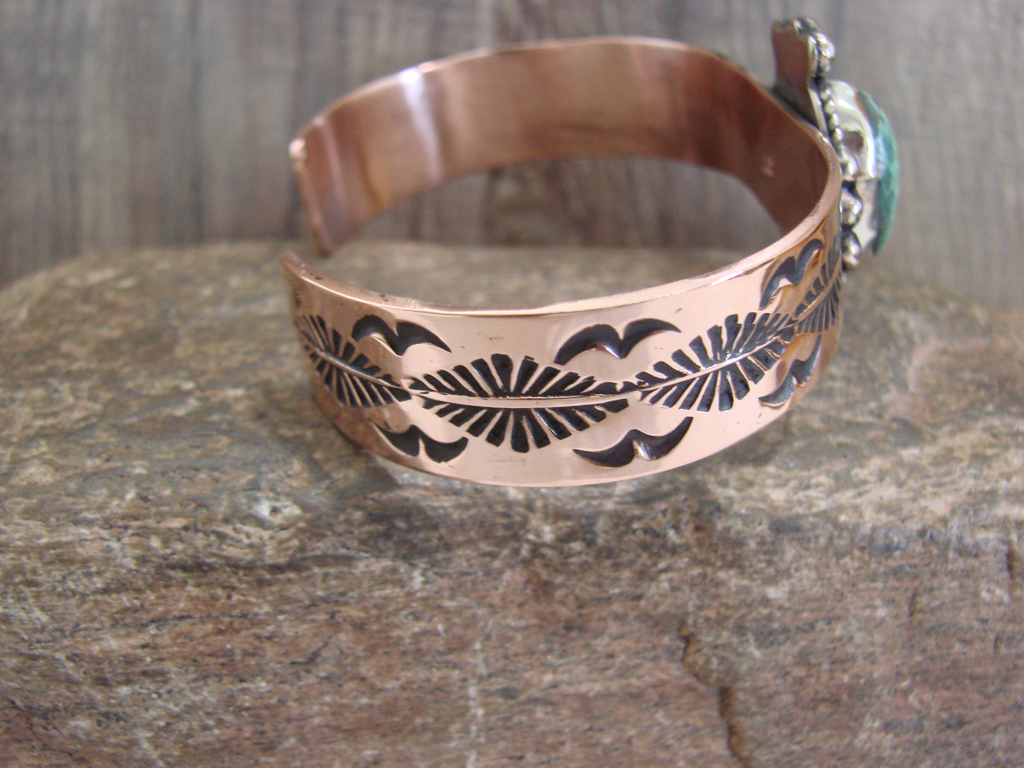 Native American Copper & Turquoise Bracelet by Cleveland