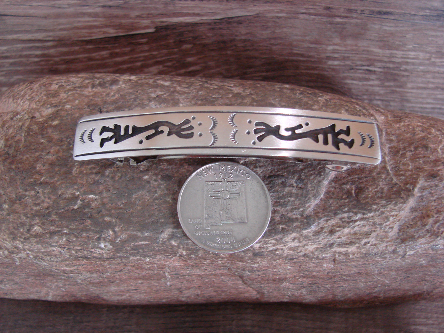 Native American Sterling Silver Hand Stamped Hair Barrette by Begay