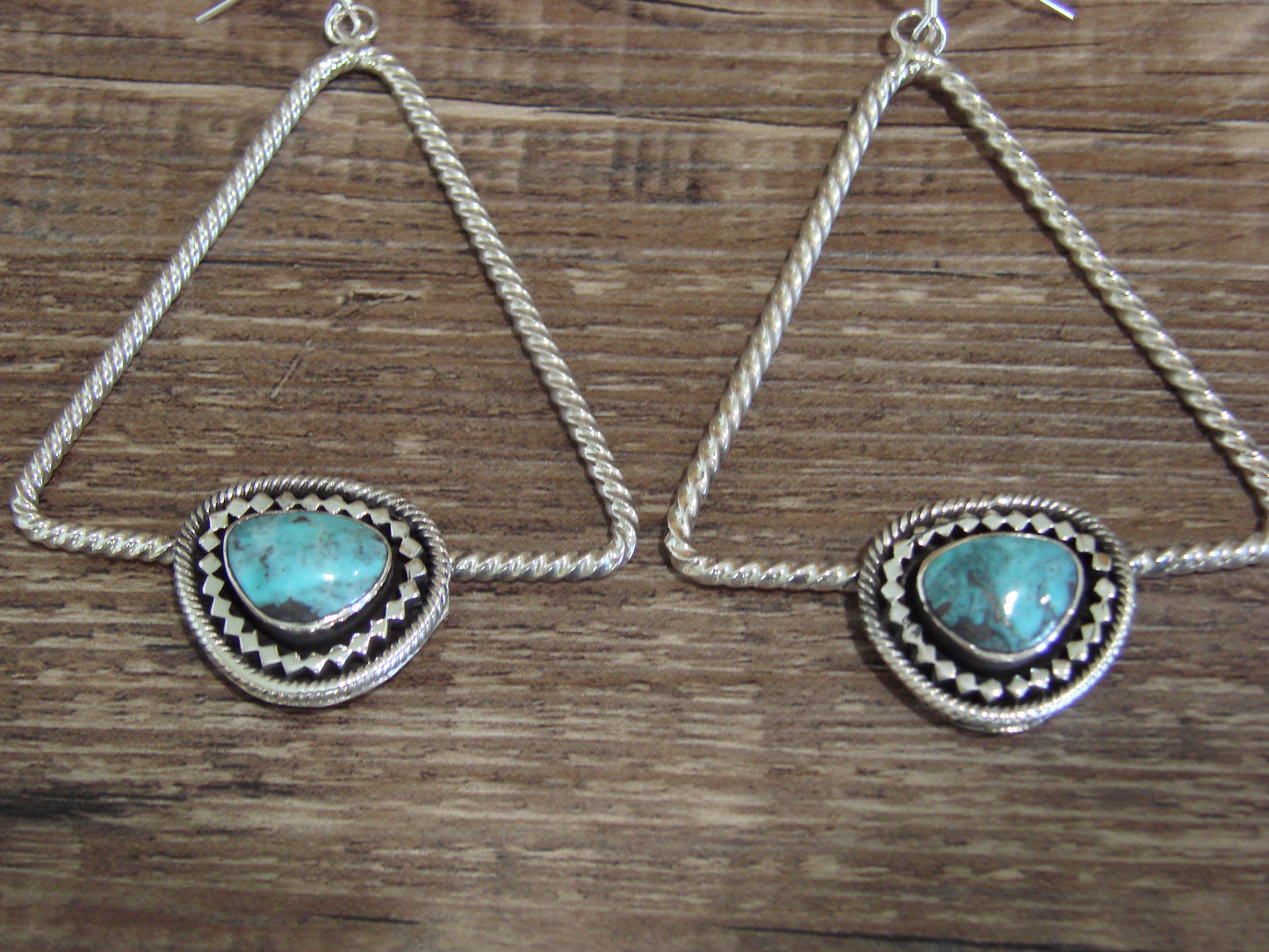 Native American Sterling Silver & Turquoise Dangle Earrings - Jack