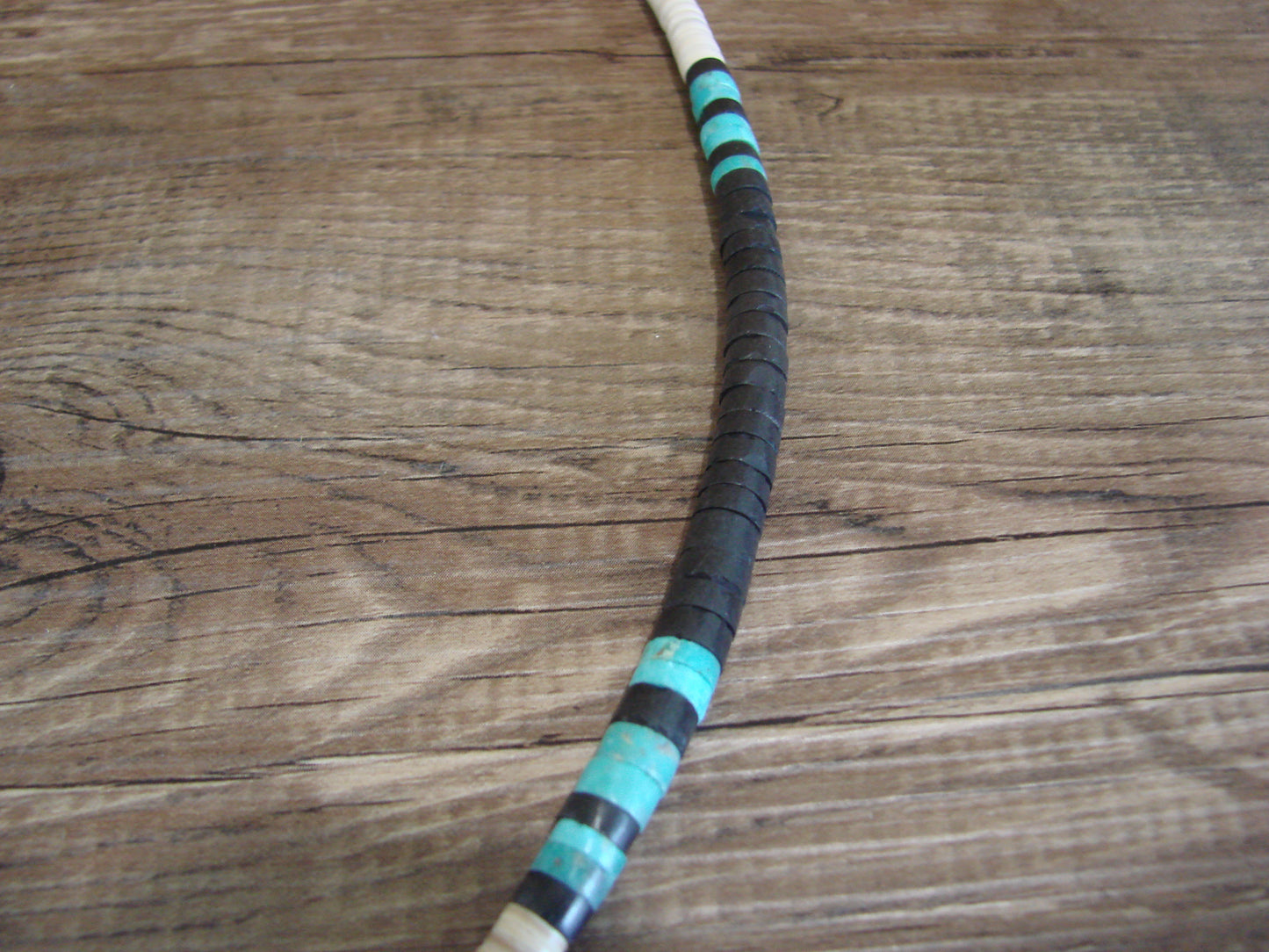 Native American 25" Santo Domingo Turquoise Heishi Necklace - Crespin