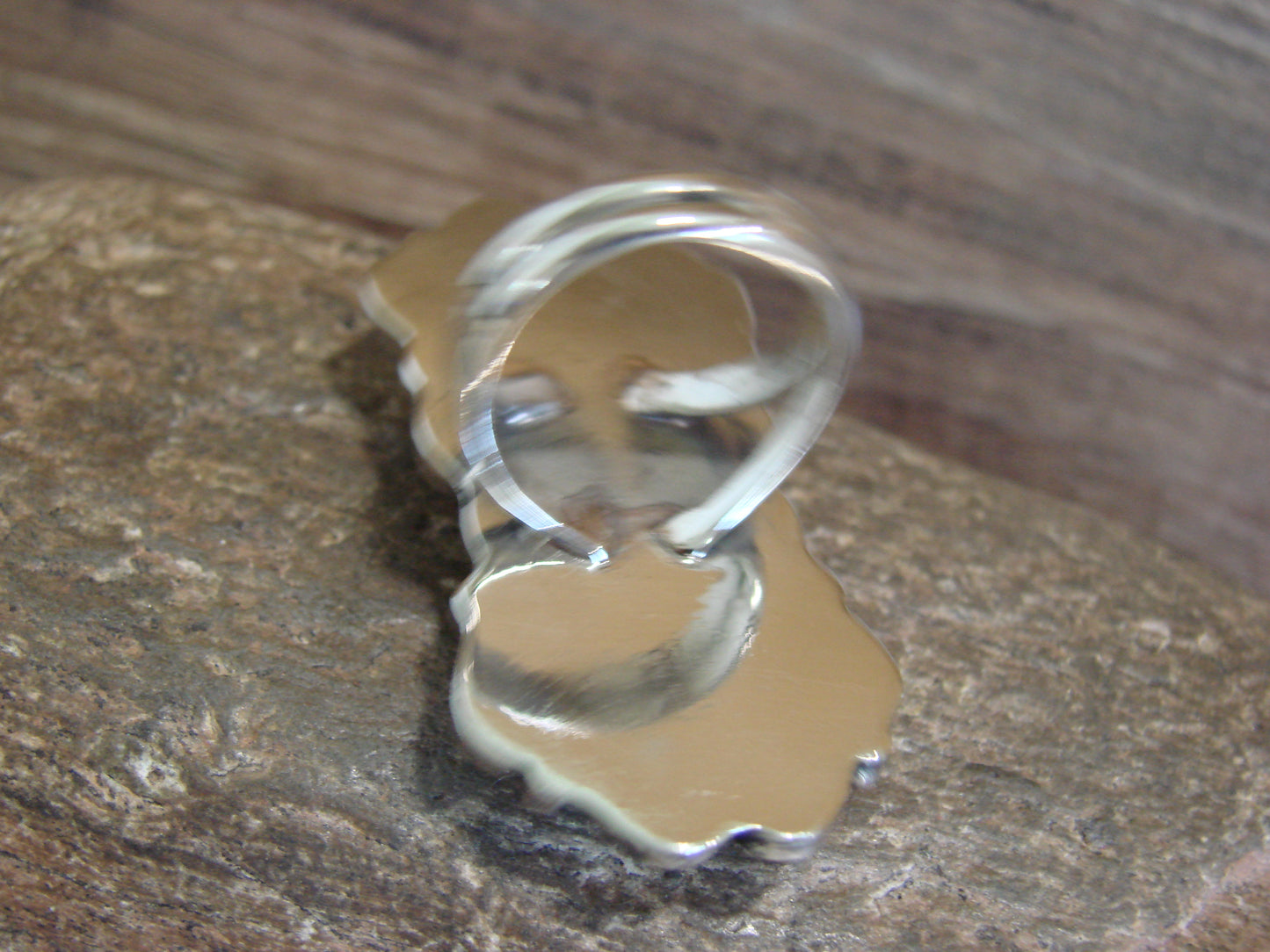 Native American Nickel Silver & Turquoise Ring by Cleveland - Size 9