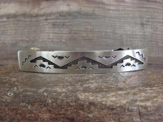 Native American Sterling Silver Hand Stamped Hair Barrette by Begay