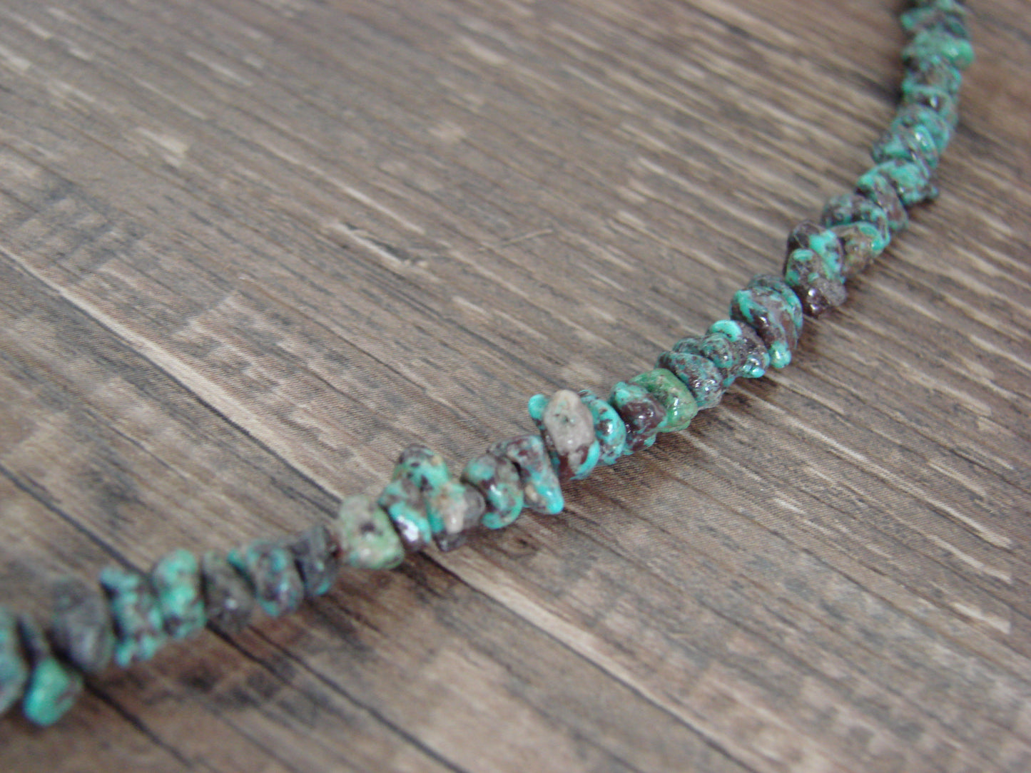 Native American Sterling Silver 17" Turquoise Nugget Stone Necklace by Coriz