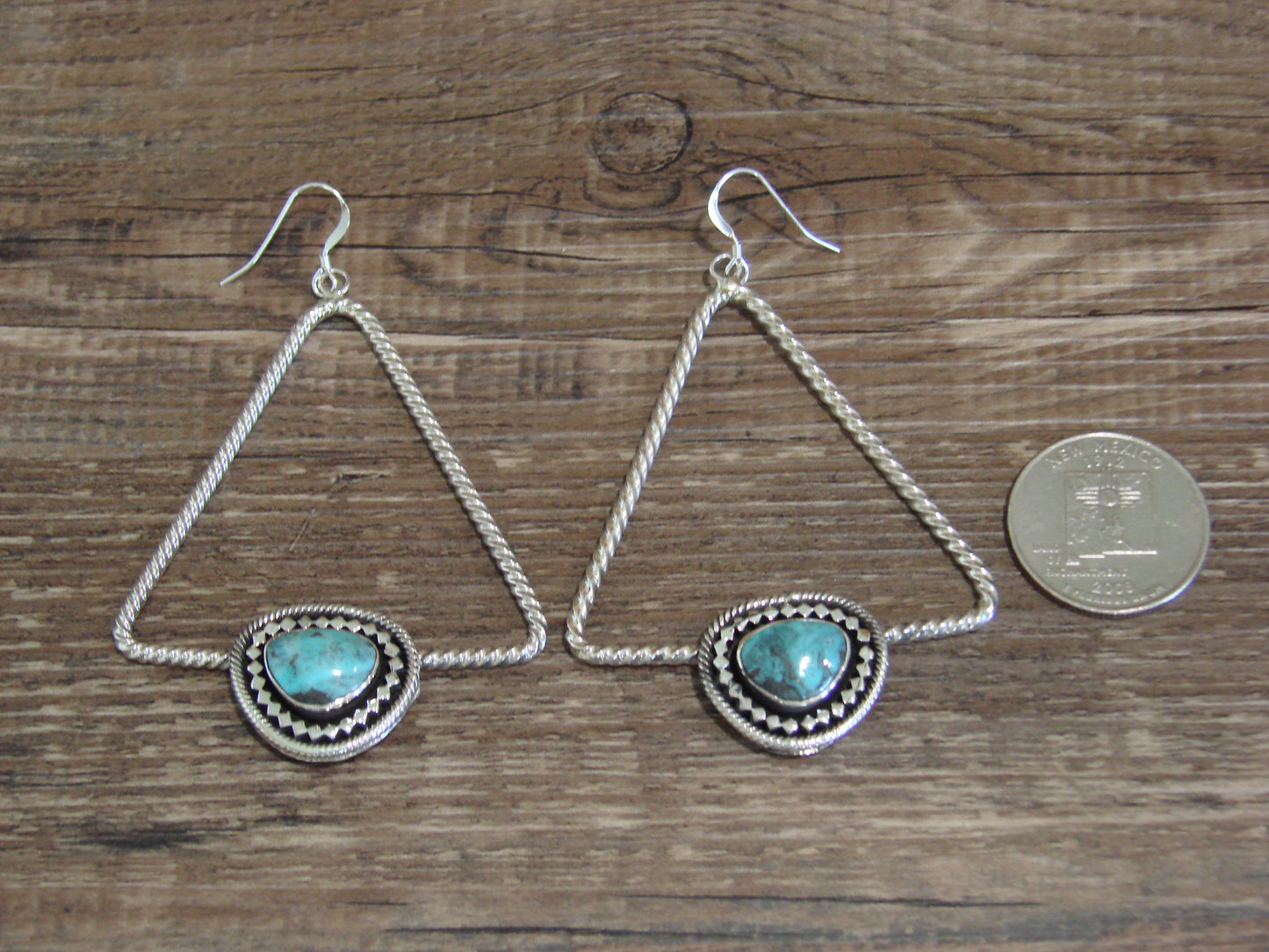 Native American Sterling Silver & Turquoise Dangle Earrings - Jack
