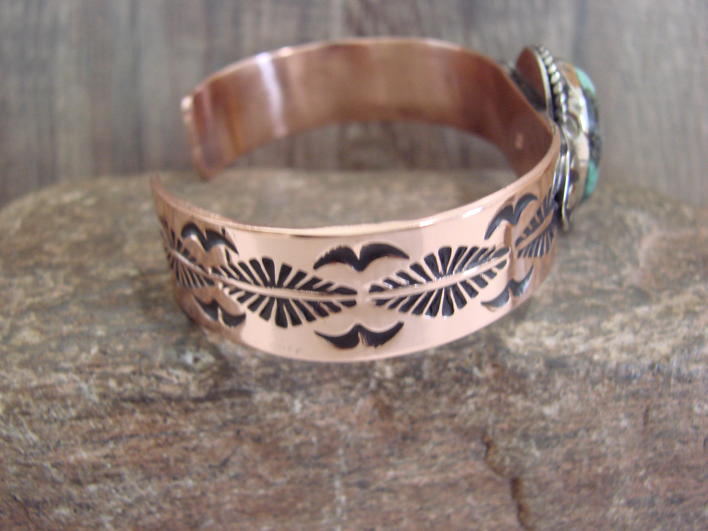 Native American Copper & Turquoise Bracelet by Cleveland