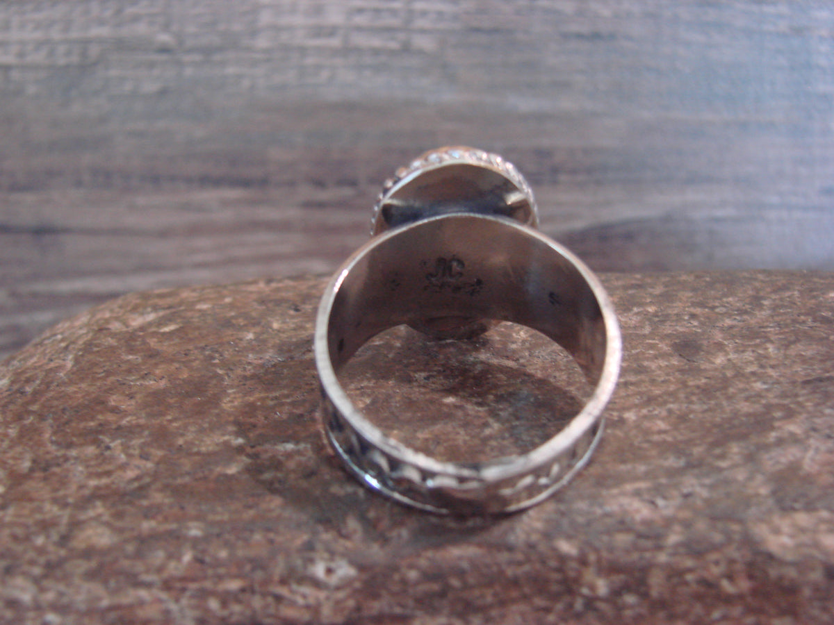 Native American Nickel Silver & Turquoise Scarf Ring by Cleveland