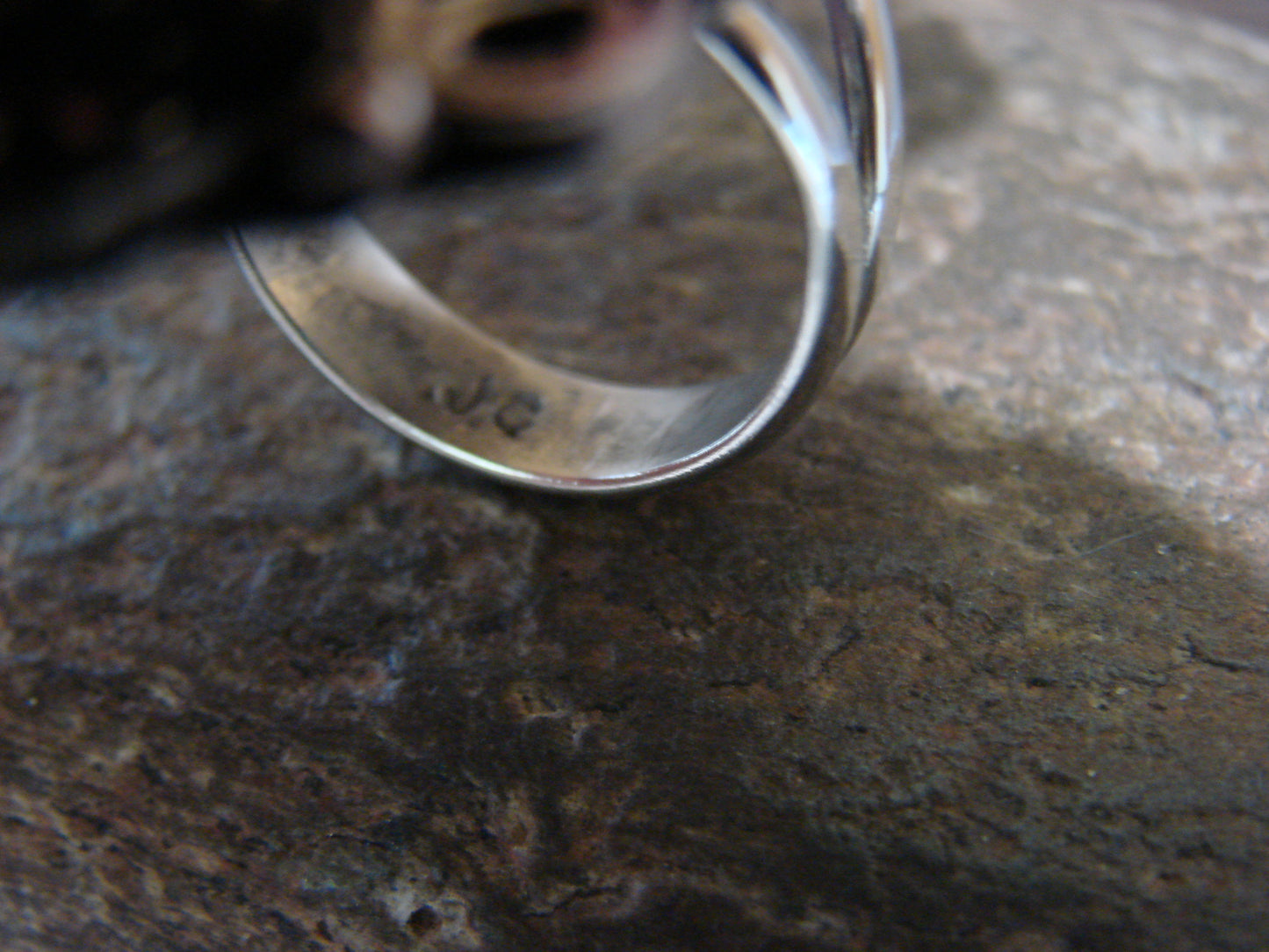 Native American Nickel Silver & Turquoise Ring by Cleveland - Size 9